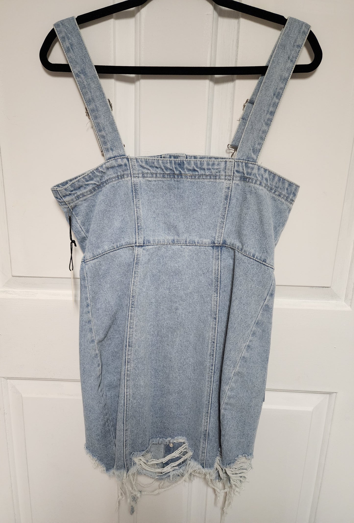 Distressed Denim Overall's Dress