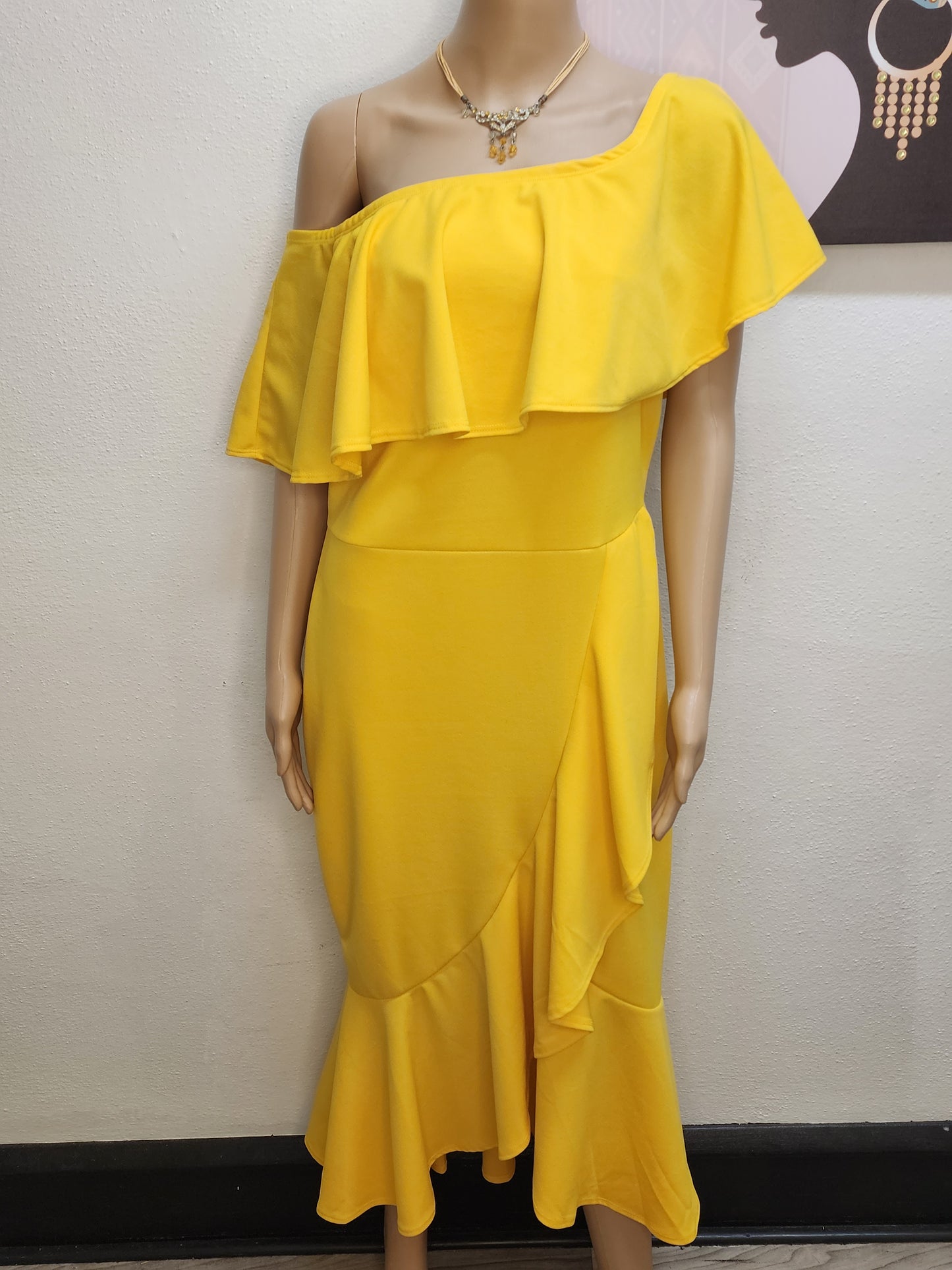 Canary Yellow Ruffle Dress