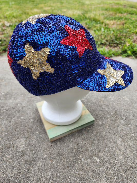 Vintage 1990s Sequins Star Baseball Hat