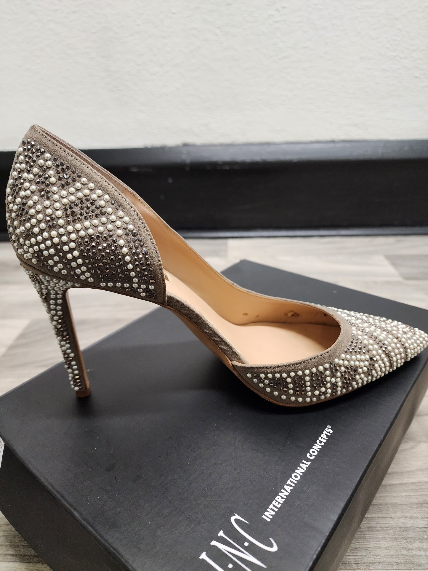 Pearl/Studded Taupe Heels