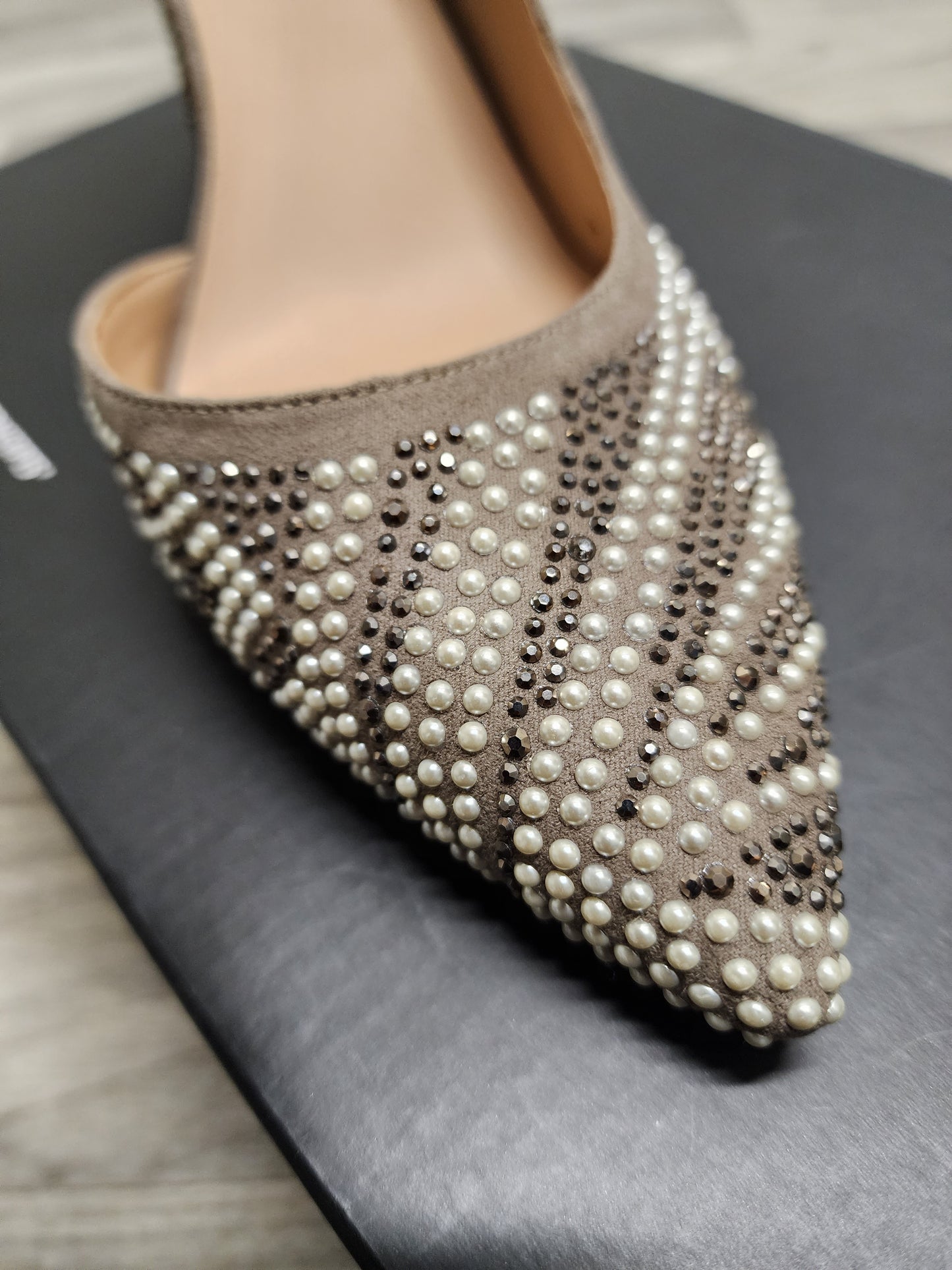 Pearl/Studded Taupe Heels