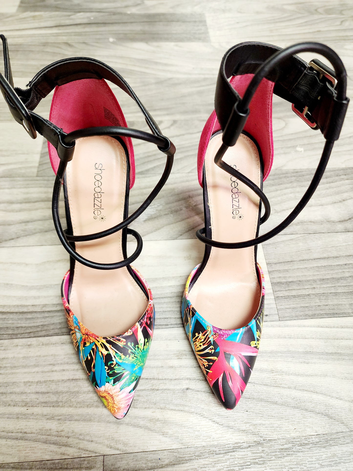 Shoe Dazzle Pink/Floral Heels