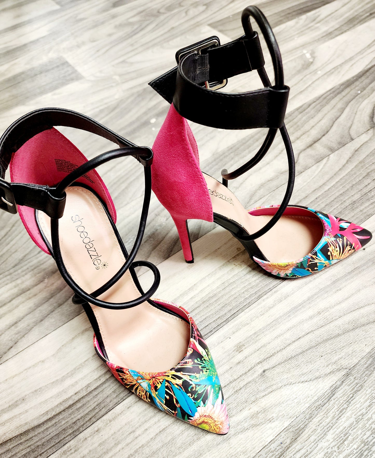 Shoe Dazzle Pink/Floral Heels