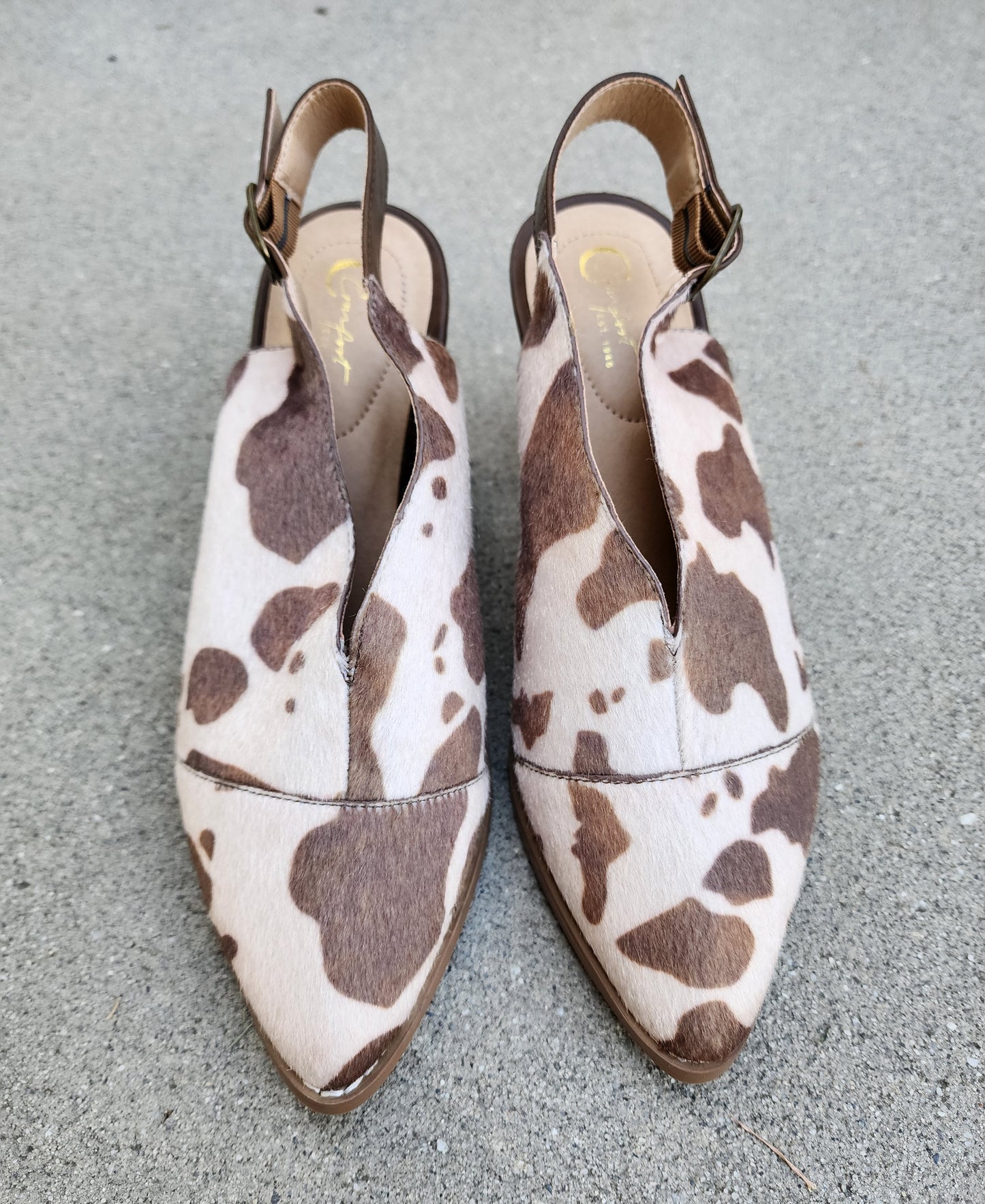 Cow Print Hair-on-Hide Closed-Toed Shoes