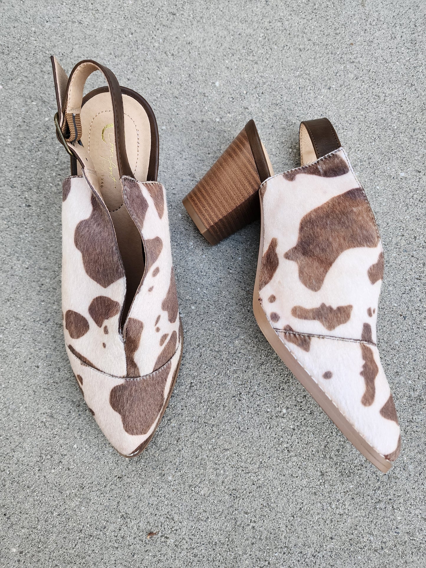 Cow Print Hair-on-Hide Closed-Toed Shoes