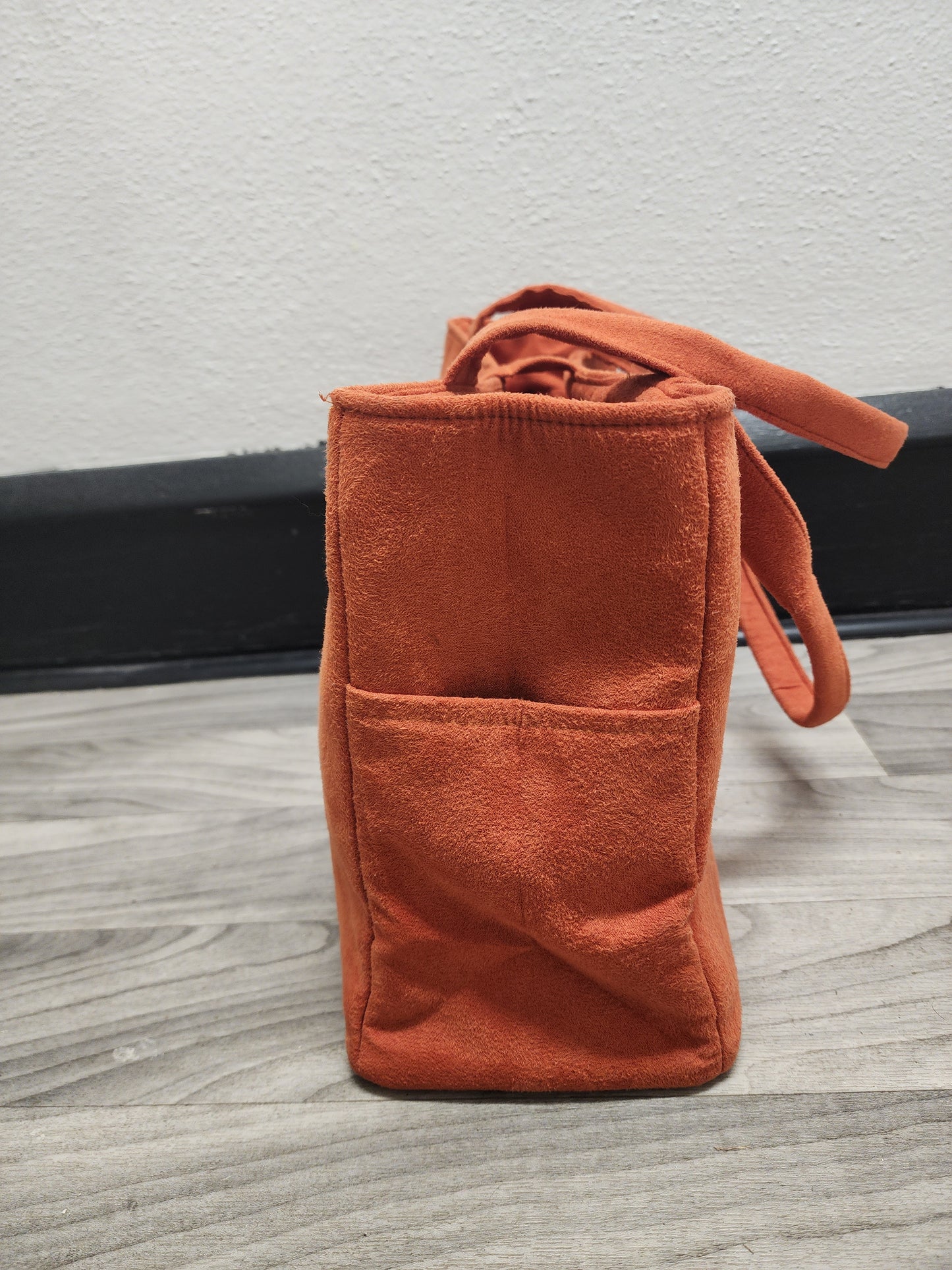 Orange Faux Suede Tote