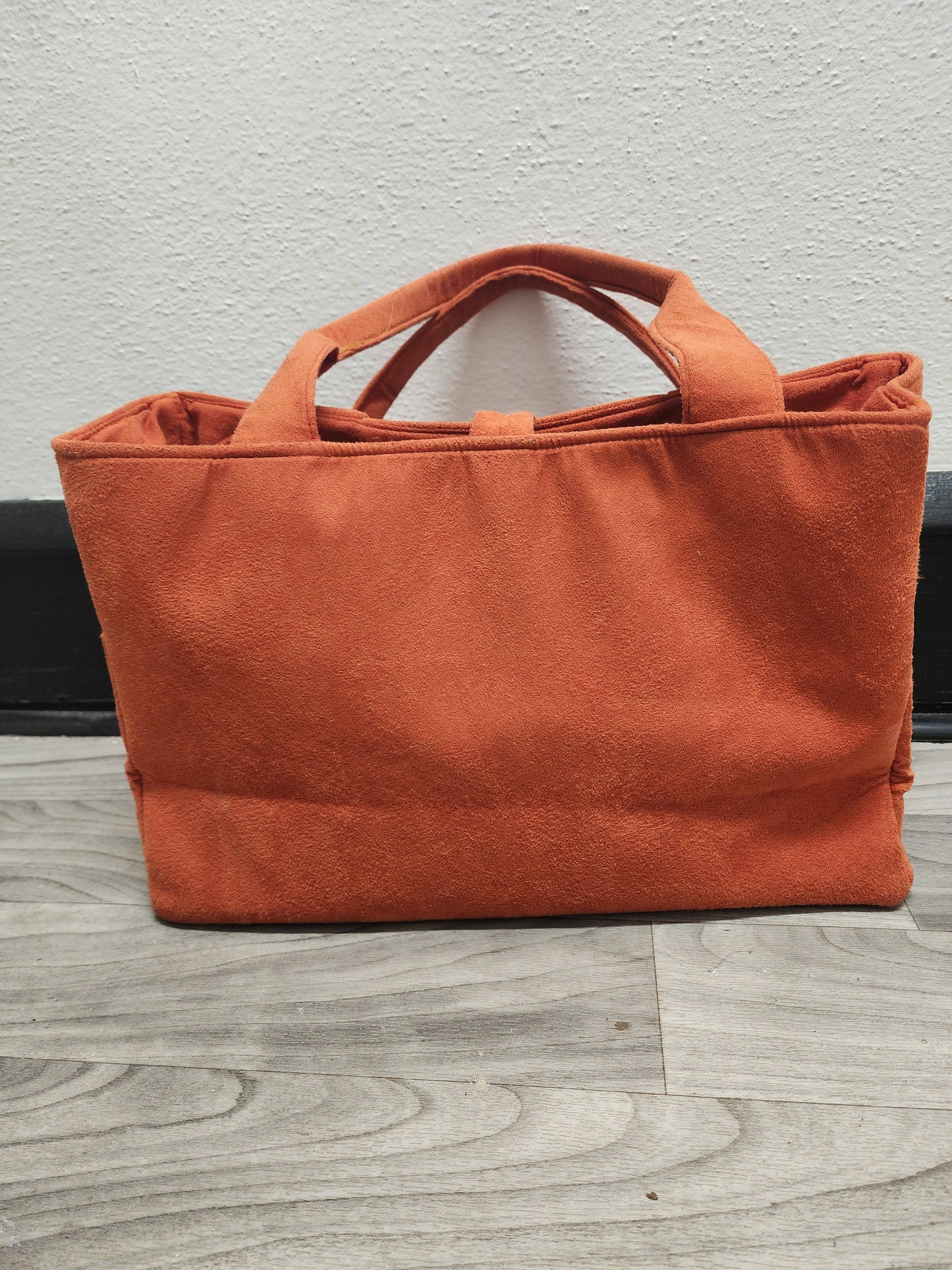 Orange Faux Suede Tote