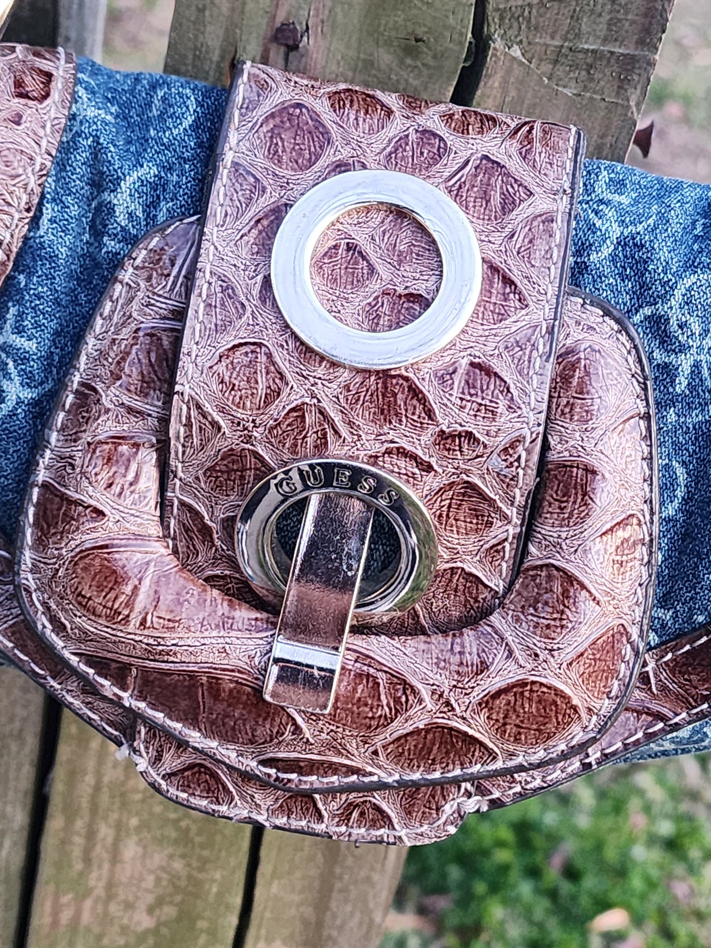 Vintage Guess Faux Snakeskin Shoulder Bag