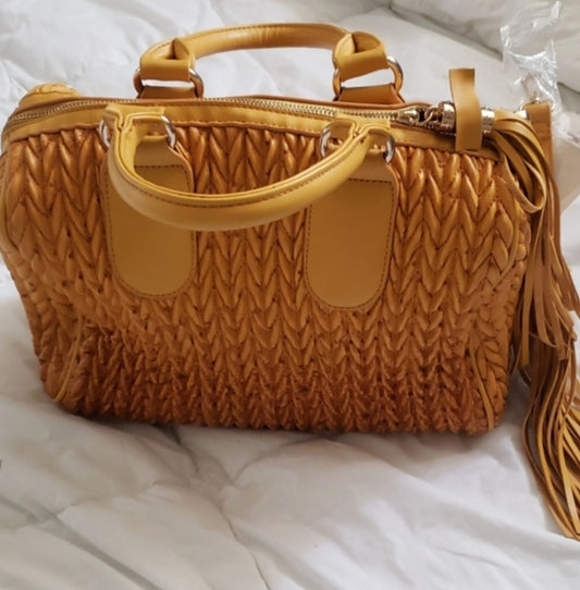 Large Mustard Colored Satchel Bag