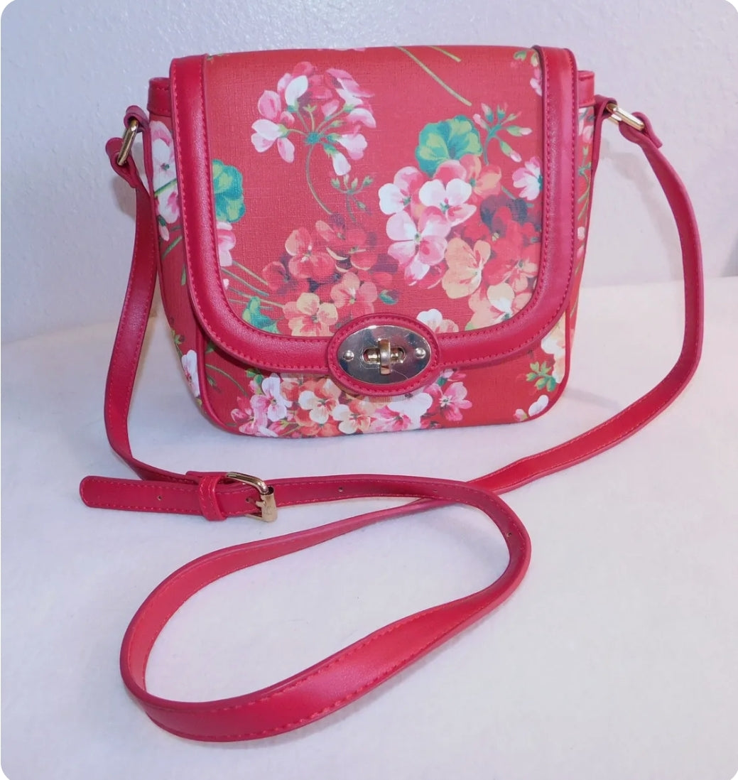 Charming Charlie Red Floral Crossbody Bag