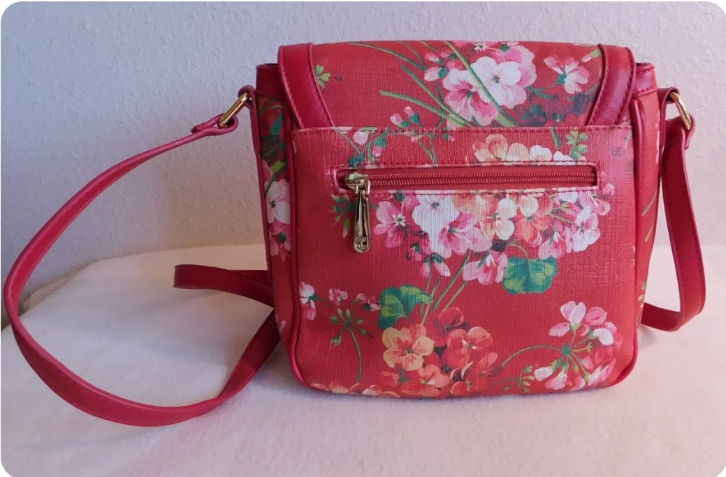 Charming Charlie Red Floral Crossbody Bag