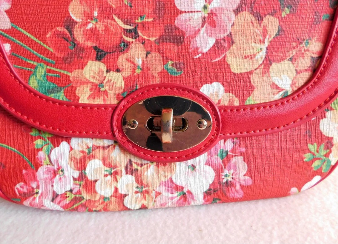 Charming Charlie Red Floral Crossbody Bag