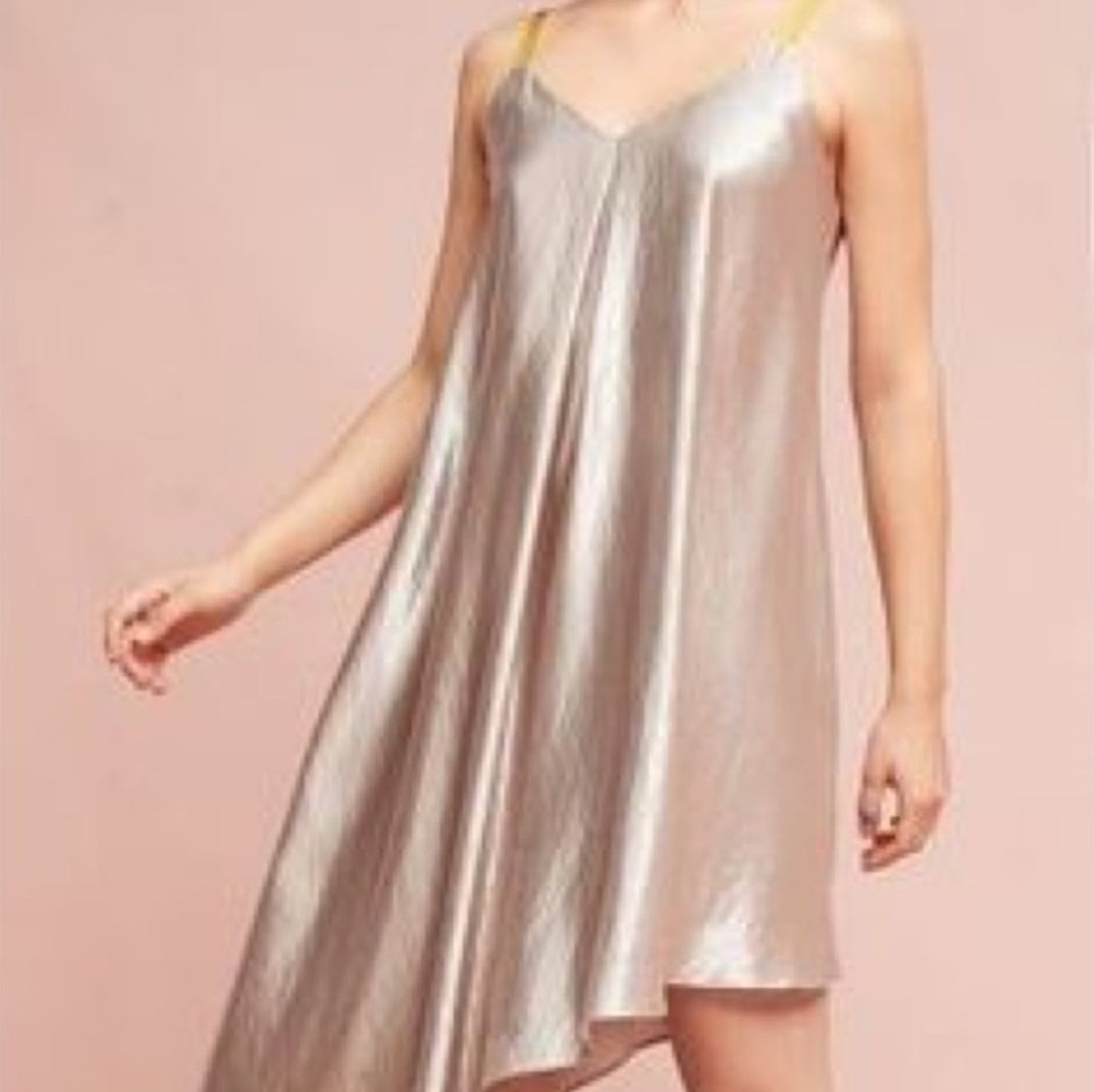 Anthropologie Metallic Slip Dress