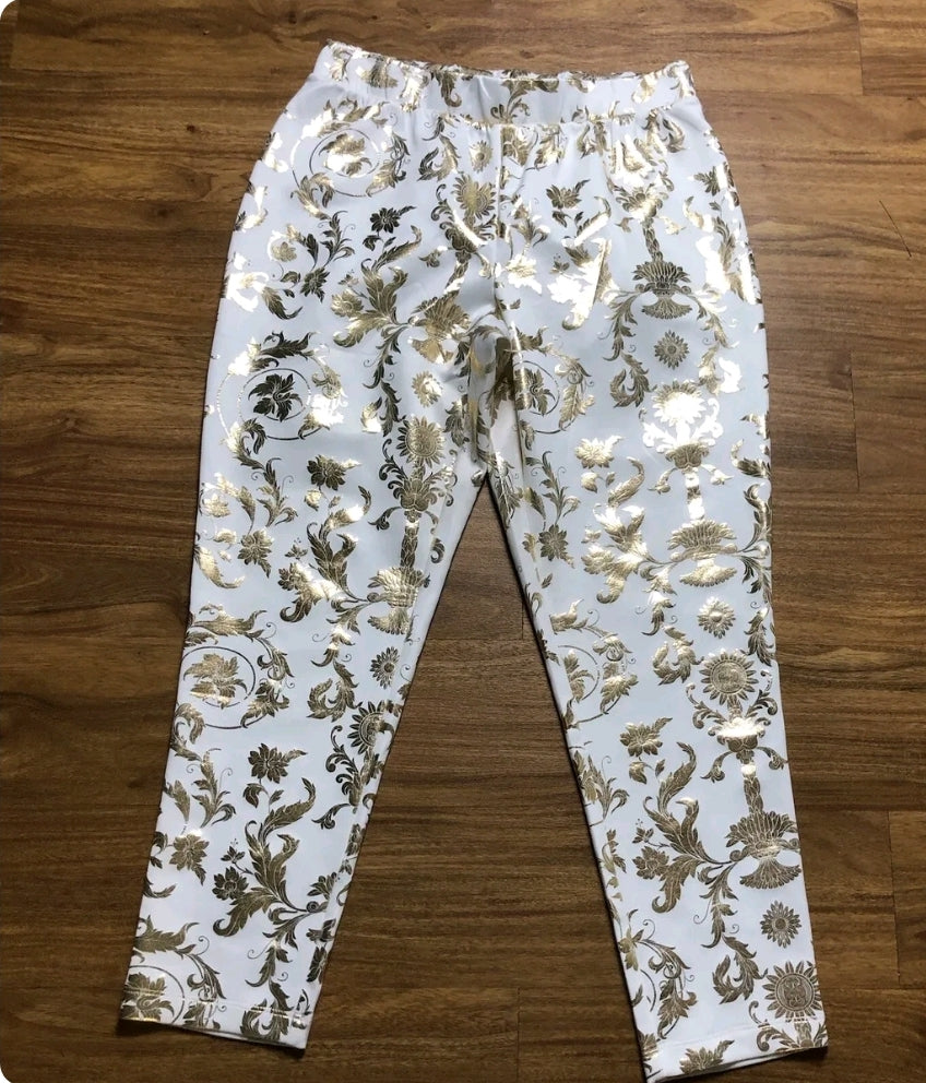 Gold Foil Print Pants