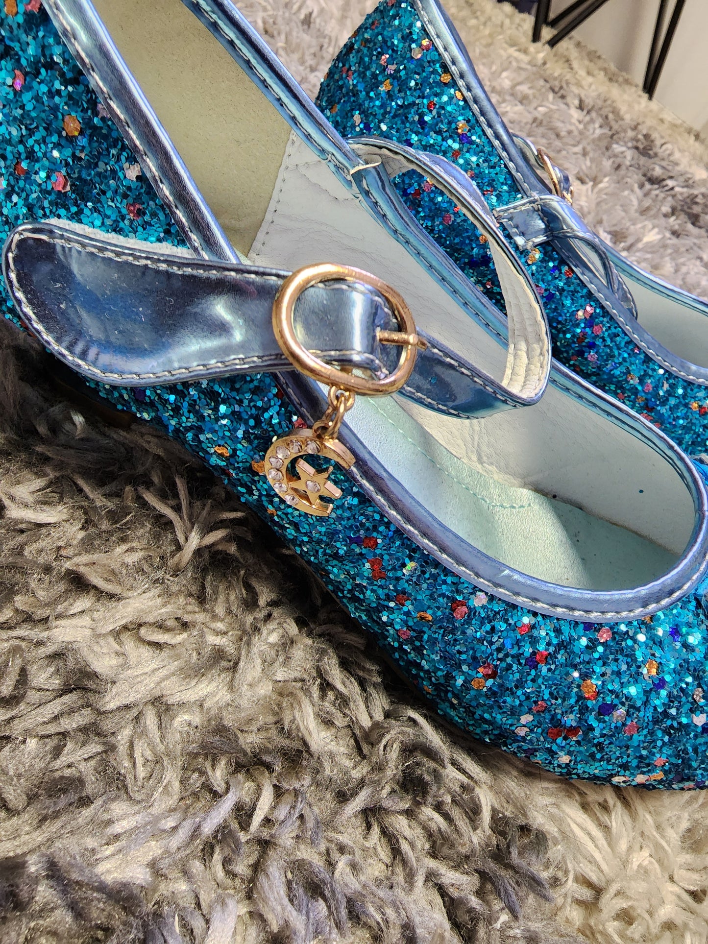 Lacyhop Girls Mary Jane Glitter Heel Sandals