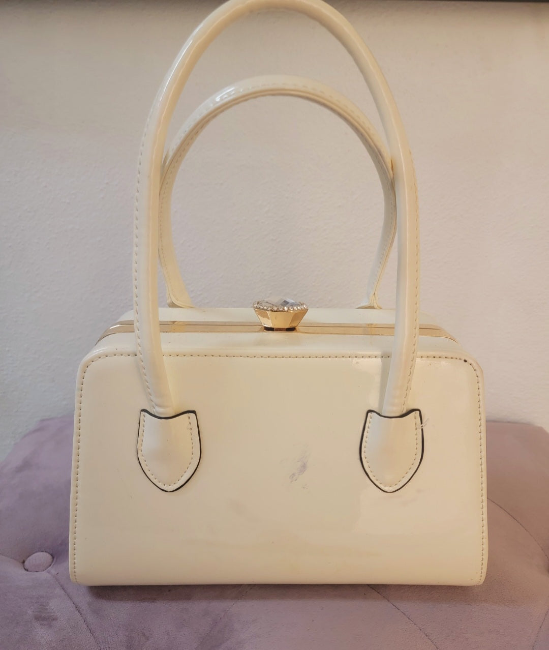 Off-White Patent Leather Guess Handbag