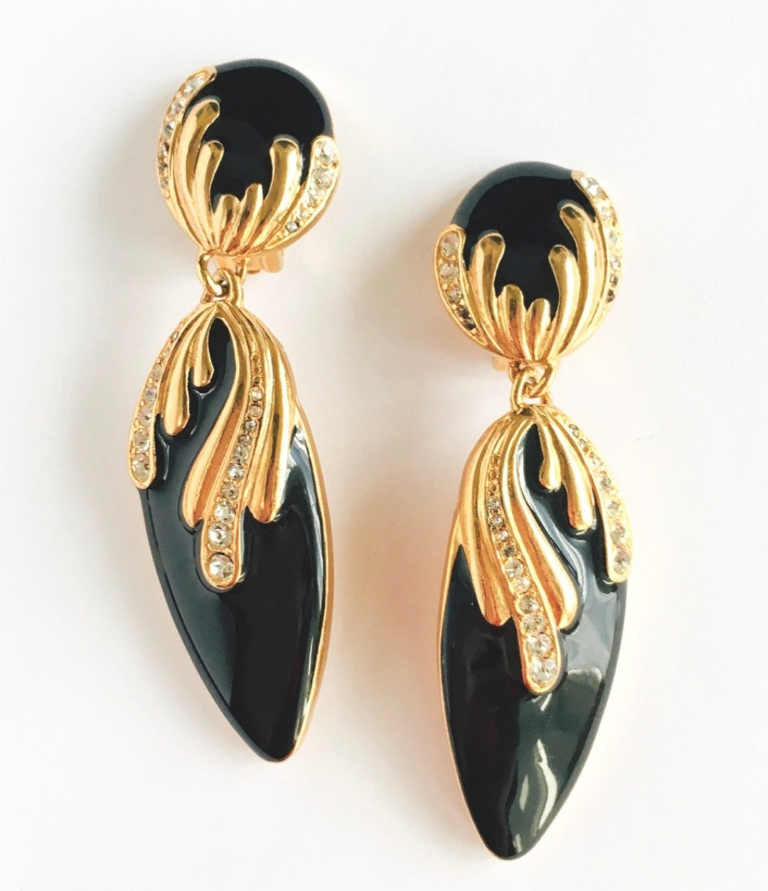 80s Deco Glam Dangle Statement Clip-on Earrings