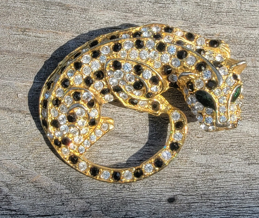 Large Leopard Rhinestone Accessory Brooch