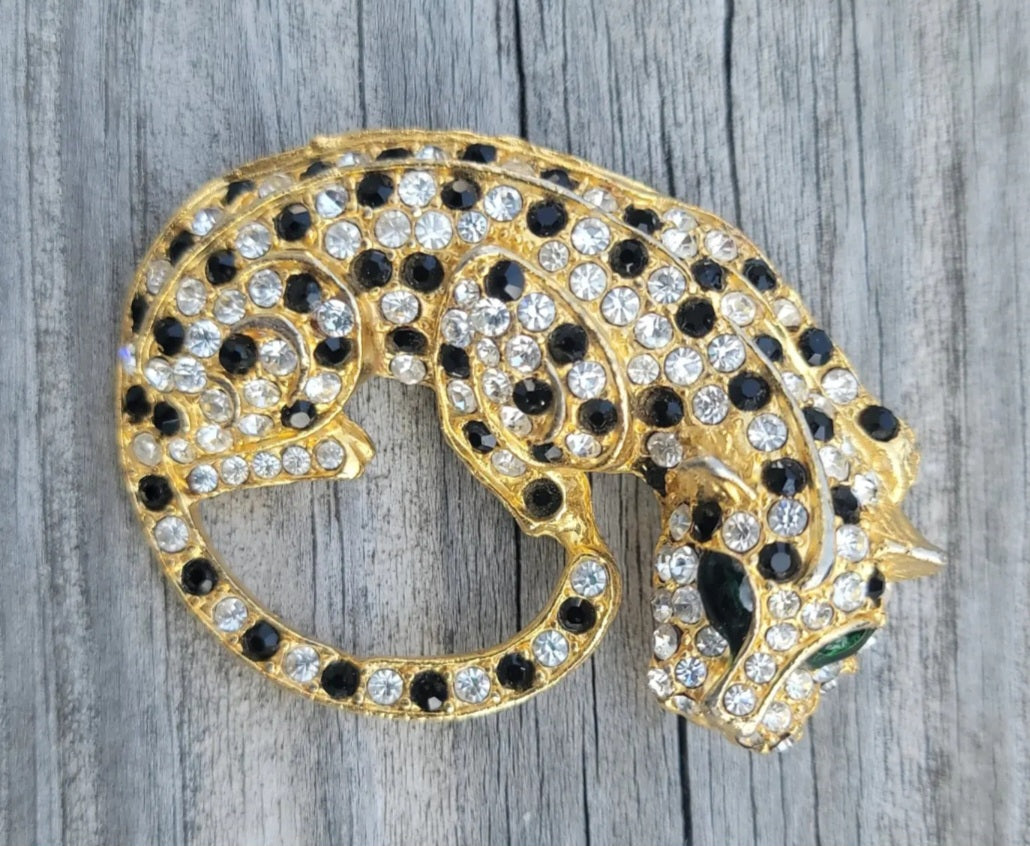 Large Leopard Rhinestone Accessory Brooch