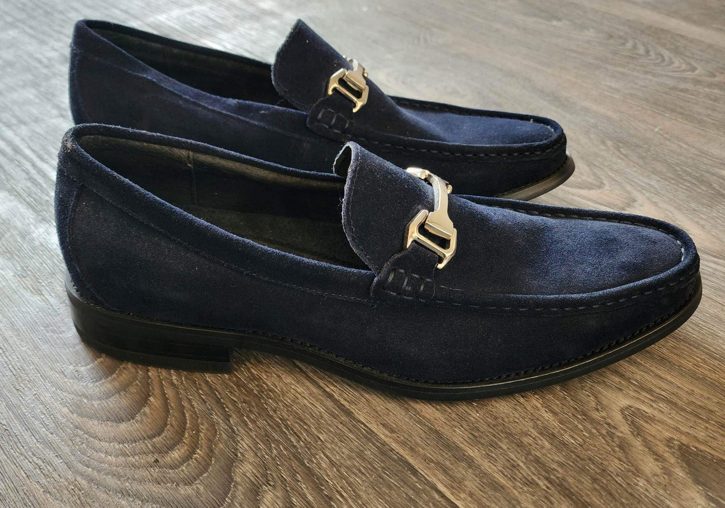 Stacy Adams "Gulliver" Navy Genuine Leather Suede With Silver Bracelet Loafer Shoes