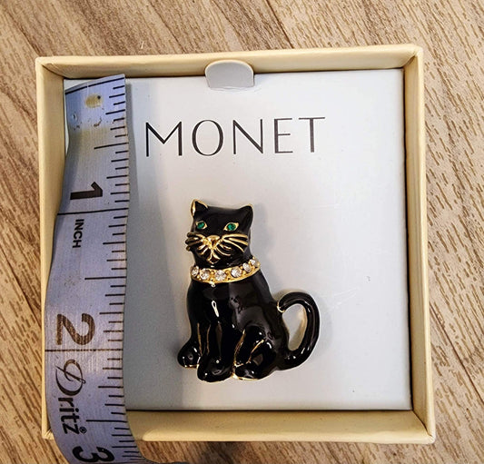 Black Cat Monet Brooch