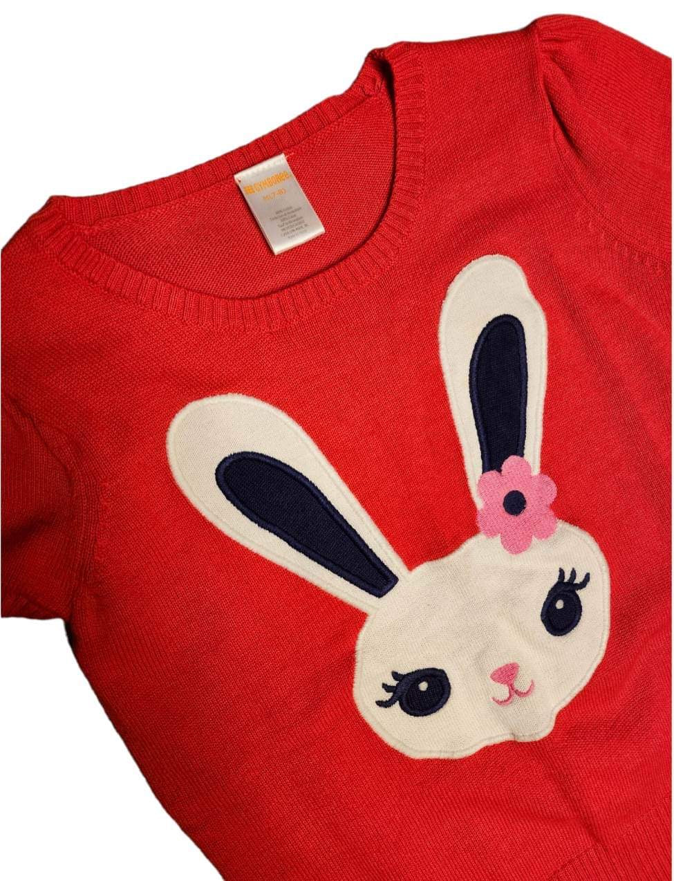 Flower Button Bunny Sweater