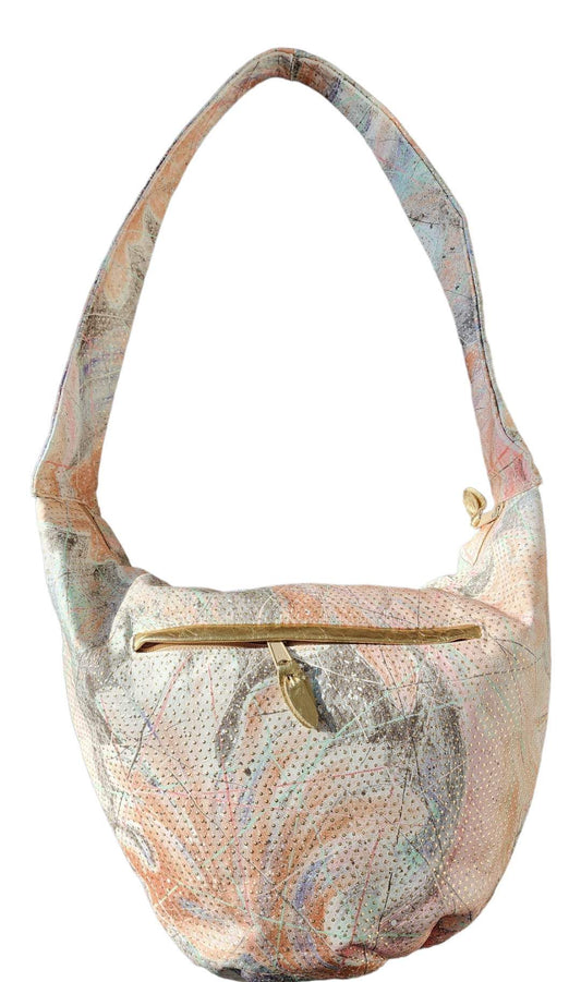 80’s Pastel Marble Painted Leather Shoulder Purse