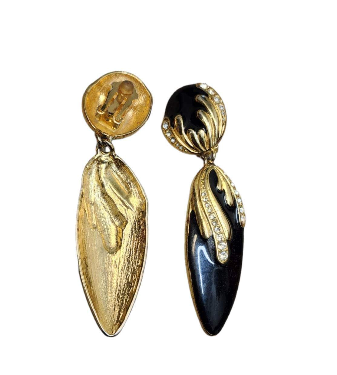 80s Deco Glam Dangle Statement Clip-on Earrings