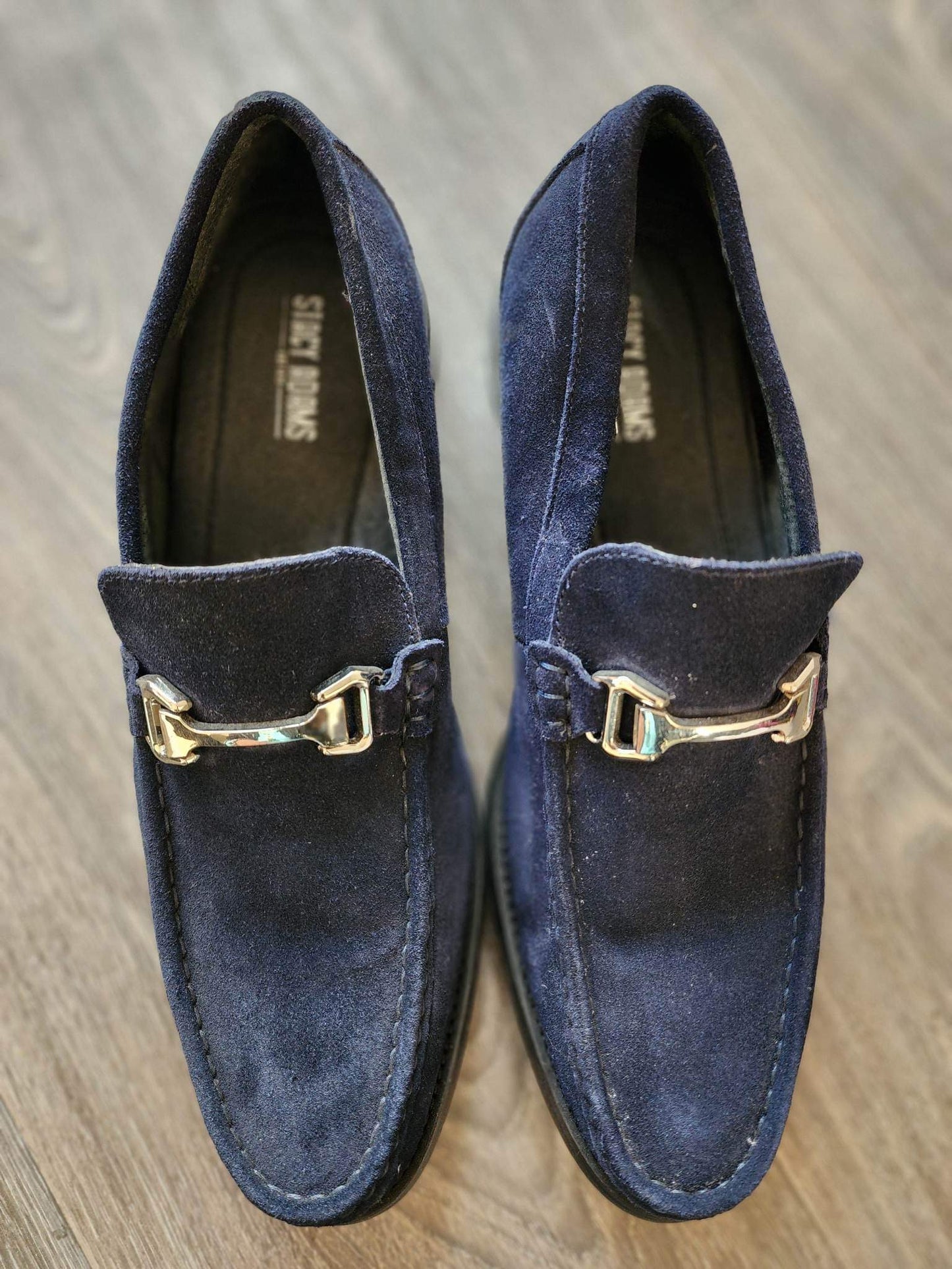 Stacy Adams "Gulliver" Navy Genuine Leather Suede With Silver Bracelet Loafer Shoes