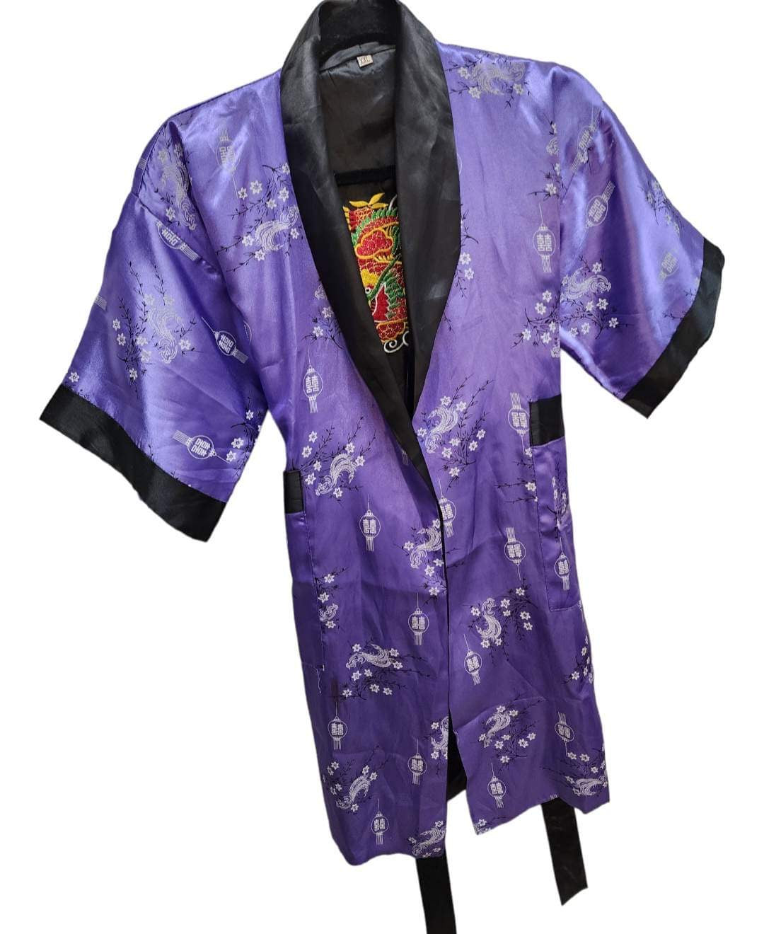 Vintage Silk Reversible Dragon Robe with Belt